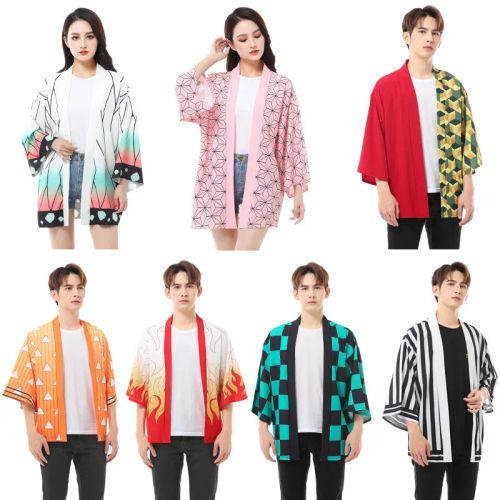 Demon Slayer Kimono Haori - Japanese Anime Print Cosplay Costume Set