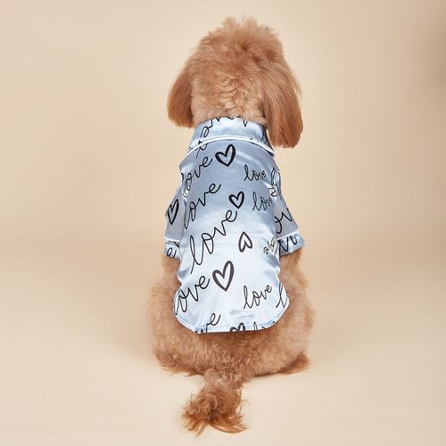 Soft Dog Heart Pattern Pajamas - Comfortable Pet Clothes for Small Dogs