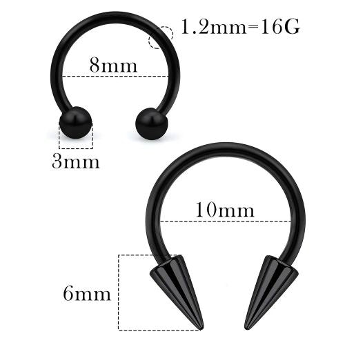 Spike Septum Rings - Fashionable Stainless Steel Snake Bite Lip Rings
