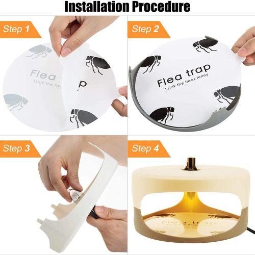 VKTECH Flea Trap with Light Bulbs & Glue Discs - Safe Pest Control Solution