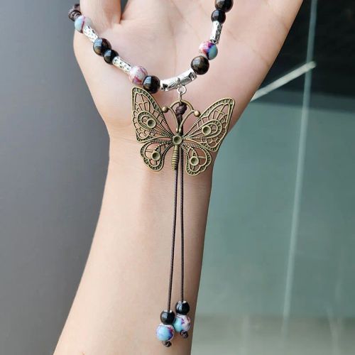 Handmade Butterfly Ceramic Necklace - Ethnic Chic Vacation Accessory