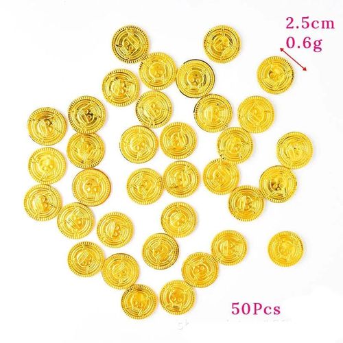 WEIGAO 50pcs Plastic Pirates Gold Coins for Party Games & Decorations - 50pcs Gold Coin