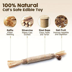 Interactive Cat Toy - Natural Wood Chew Stick for Dental Health - 1pc