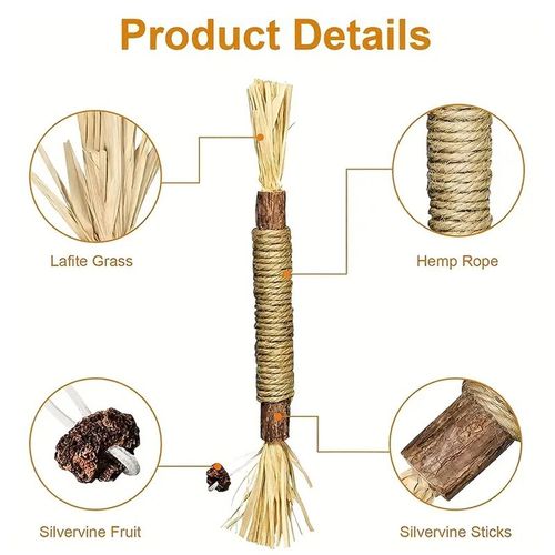 Interactive Cat Toy - Natural Wood Chew Stick for Dental Health - 1pc