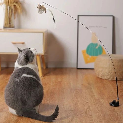 Luxury Feather Cat Toy - Interactive Play & Strong Suction Base