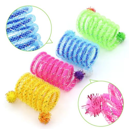 Interactive Colourful Spring Cat Toy - Bite Resistant Chew Toy - 2PCS Random Color