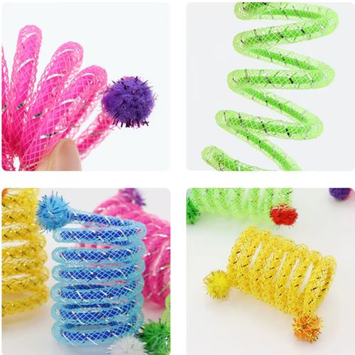 Interactive Colourful Spring Cat Toy - Bite Resistant Chew Toy - 2PCS Random Color