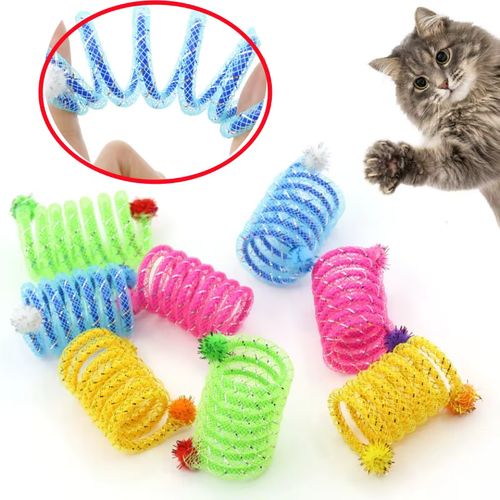 Interactive Colourful Spring Cat Toy - Bite Resistant Chew Toy - 2PCS Random Color