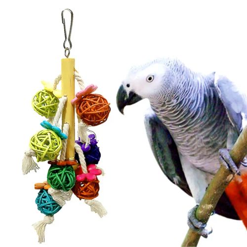 Colourful Natural Wood Bird Toy - Durable Fun Exercise for Pet Birds