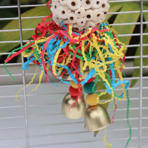 Colourful Wooden Bird Toy - Fun & Flexible Parrot Activity Toy - Red