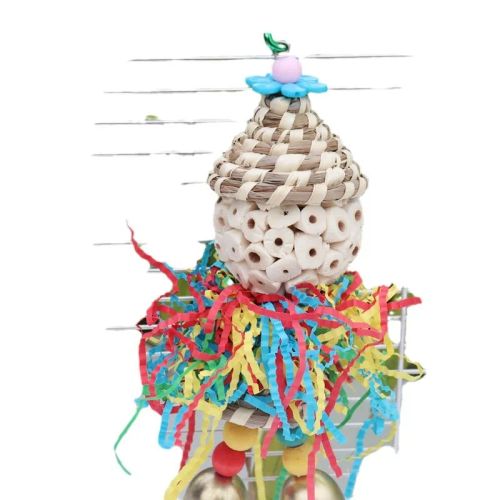 Colourful Wooden Bird Toy - Fun & Flexible Parrot Activity Toy - Red