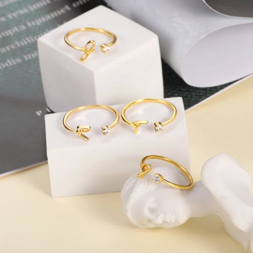 Trendy Stainless Steel Letter Rings - Adjustable Initials Fashion Jewellery