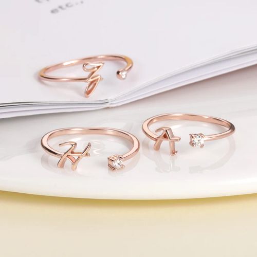 Trendy Stainless Steel Letter Rings - Adjustable Initials Fashion Jewellery