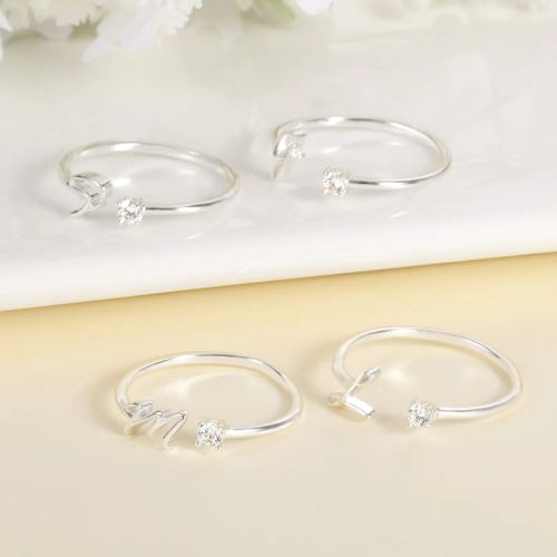 Trendy Stainless Steel Letter Rings - Adjustable Initials Fashion Jewellery