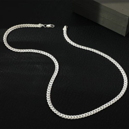 Fashionable Silver Plated Copper Chain Necklace - Stylish Accessory - 50cm