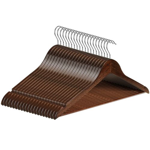 20 Pack Wooden Hangers - Dark Wood