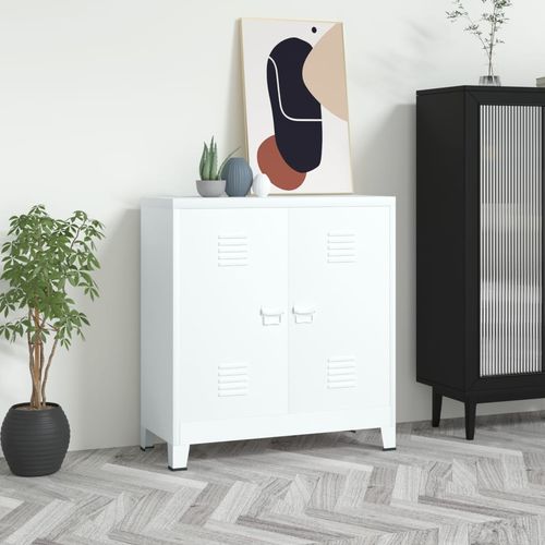 vidaXL Industrial Storage Chest White Steel - white