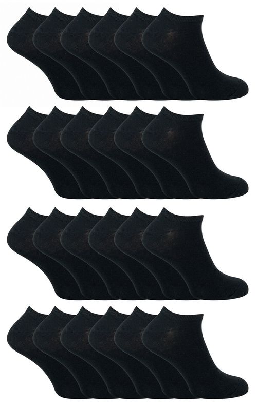 Cihat 24 Pack Children’s Cotton Trainer Socks - Black / 9-12 UK