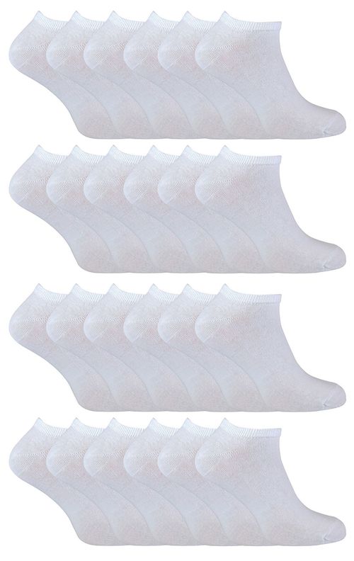 Cihat 24 Pack Children’s Cotton Trainer Socks - White / 12-3 UK
