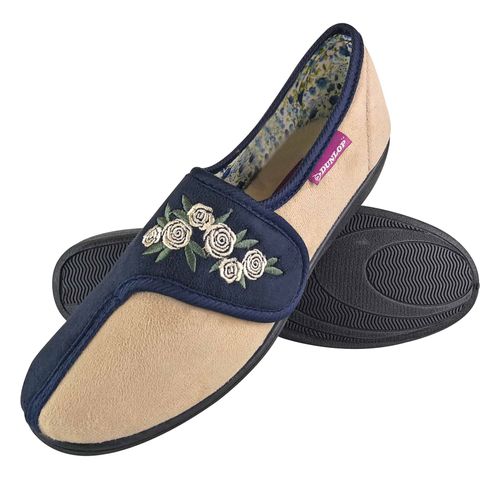 Dunlop - Ladies Slippers - JULIET - Navy Cream / 8 UK