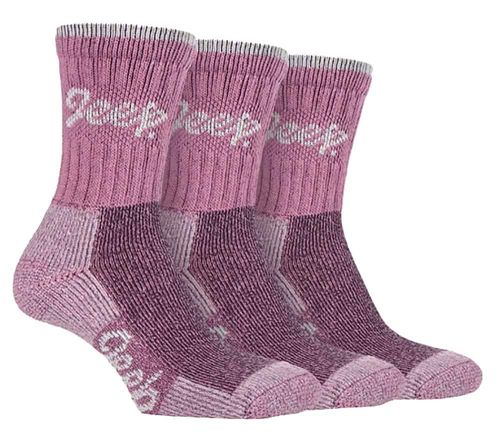 Jeep - 3 Pairs Ladies Terrain Socks - Rose / Cream / 4-8 UK