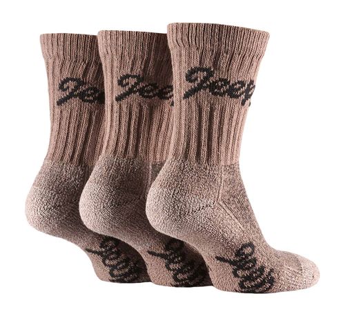 Jeep - 3 Pairs Ladies Terrain Socks - Taupe / 4-8 UK