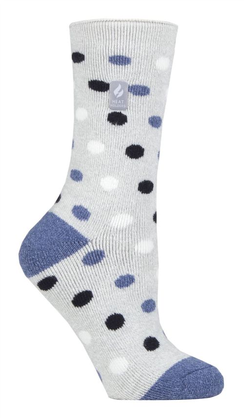 Heat Holders - Ladies Lite Socks (New) - Light Grey/ Denim (Malaga) / 4-7 UK