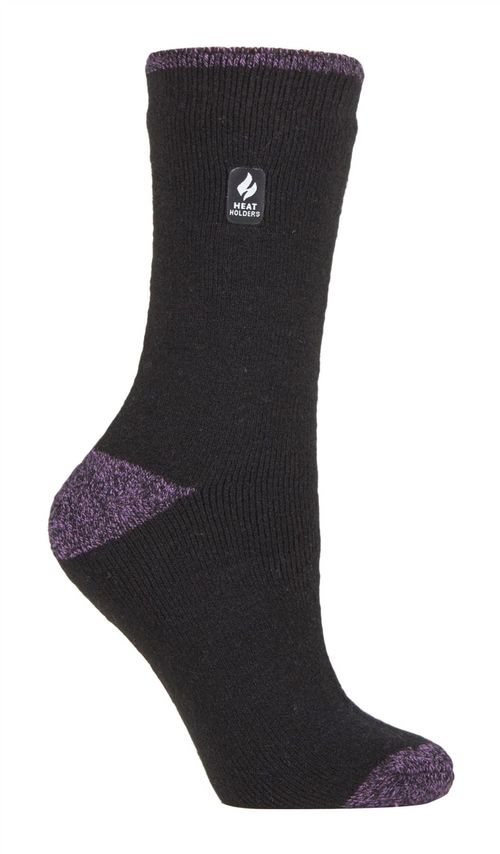 Heat Holders - Ladies Lite Socks (New) - Black / Purple H&T (Tenerife) / 4-7 UK