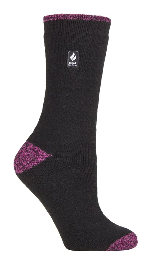 Heat Holders - Ladies Lite Socks (New) - Black / Berry H&T (Tenerife) / 4-7 UK