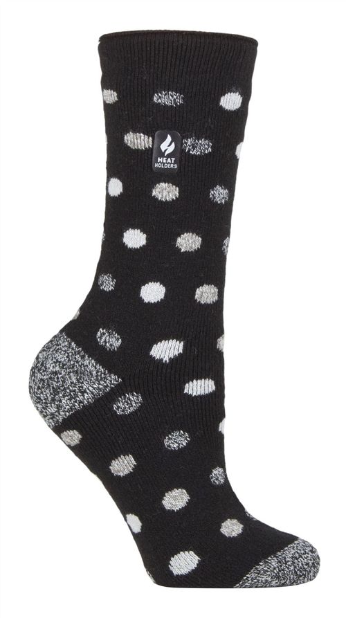 Heat Holders - Ladies Lite Socks (New) - Black/ White (Malaga) / 4-7 UK