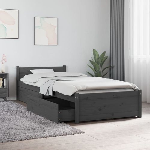 vidaXL Bed Frame with Drawers 75x190 cm Small Single - grey / 75 x 190 cm