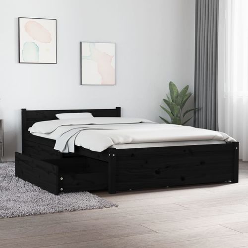 vidaXL Bed Frame with Drawers 75x190 cm Small Single - black / 100 x 200 cm