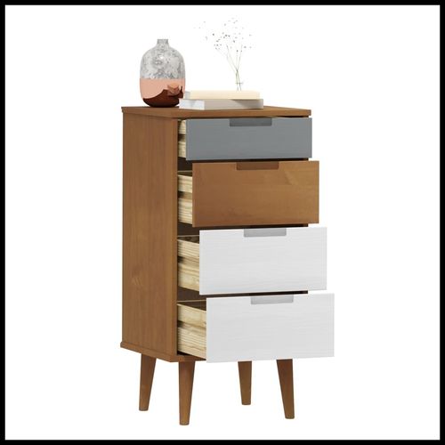 vidaXL Drawer Cabinet MOLDE Brown 40x35x82 cm Solid Wood Pine
