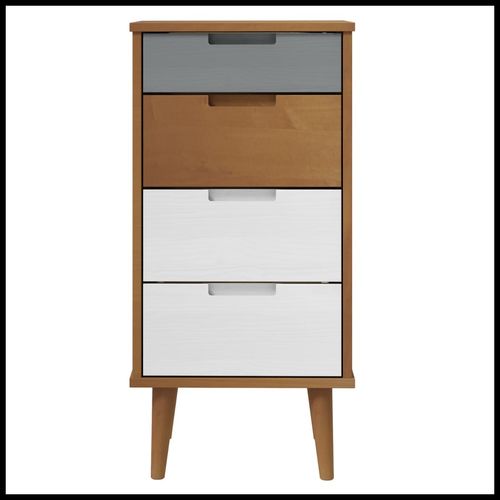 vidaXL Drawer Cabinet MOLDE Brown 40x35x82 cm Solid Wood Pine