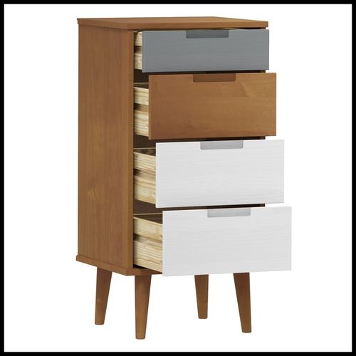 vidaXL Drawer Cabinet MOLDE Brown 40x35x82 cm Solid Wood Pine