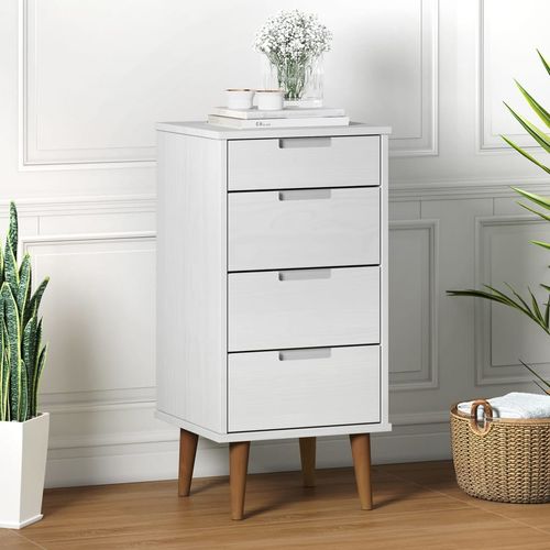 vidaXL Drawer Cabinet MOLDE Brown 40x35x82 cm Solid Wood Pine - white
