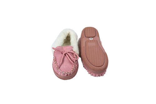 Nordvek Childrens Suede Moccasin Slippers - Rubber Sole - 435-100