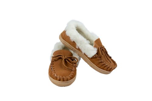 Nordvek Childrens Suede Moccasin Slippers - Rubber Sole - 435-100