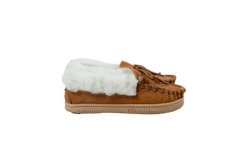 Nordvek Childrens Suede Moccasin Slippers - Rubber Sole - 435-100