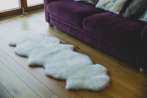 Nordvek Double Sheepskin Rug - 2 Pelts Sewn End To End - Natural