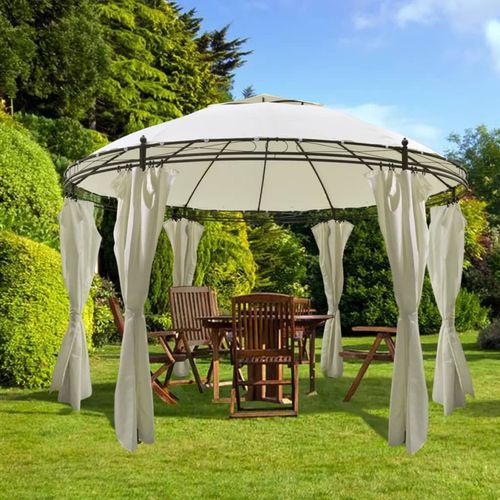 vidaXL Gazebo with Curtains Round 3.5x2.7 m Anthracite