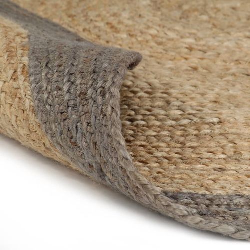 vidaXL Handmade Rug Jute with Grey Border 90 cm