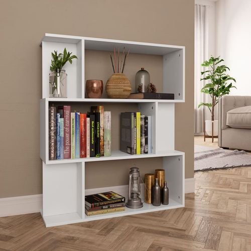 vidaXL Book Cabinet/Room Divider Smoked Oak 80x24x96cm Engineered Wood - white