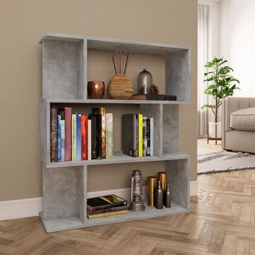 vidaXL Book Cabinet/Room Divider Smoked Oak 80x24x96cm Engineered Wood - concrete grey