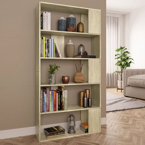 vidaXL Book Cabinet/Room Divider White 80x24x159 cm Engineered Wood - sonoma oak