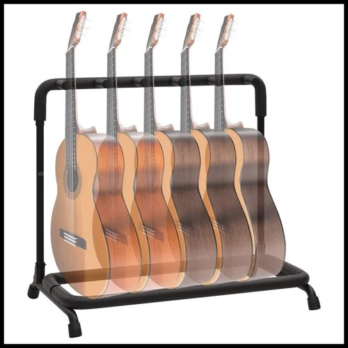 vidaXL Guitar Stand 7 Sections Black Steel