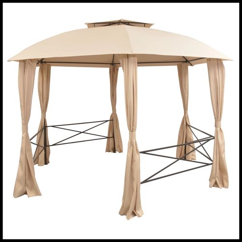 vidaXL Garden Marquee Pavilion Tent with Curtains Hexagonal 360x265 cm