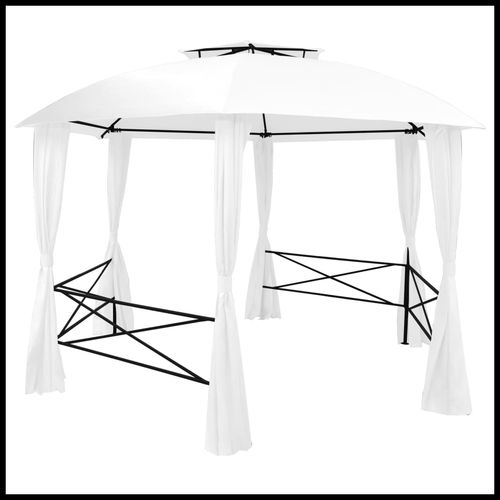 vidaXL Garden Marquee Pavilion Tent with Curtains Hexagonal 360x265 cm