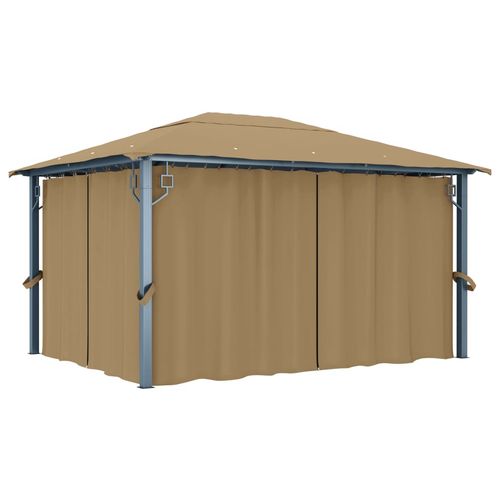 vidaXL Gazebo with Curtain 300x300 cm Cream Aluminium - taupe / 400 x 300 cm