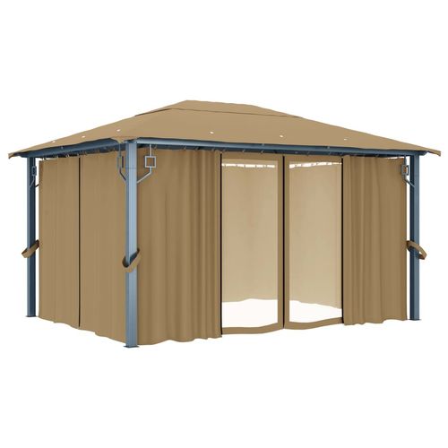 vidaXL Gazebo with Curtain 300x300 cm Cream Aluminium